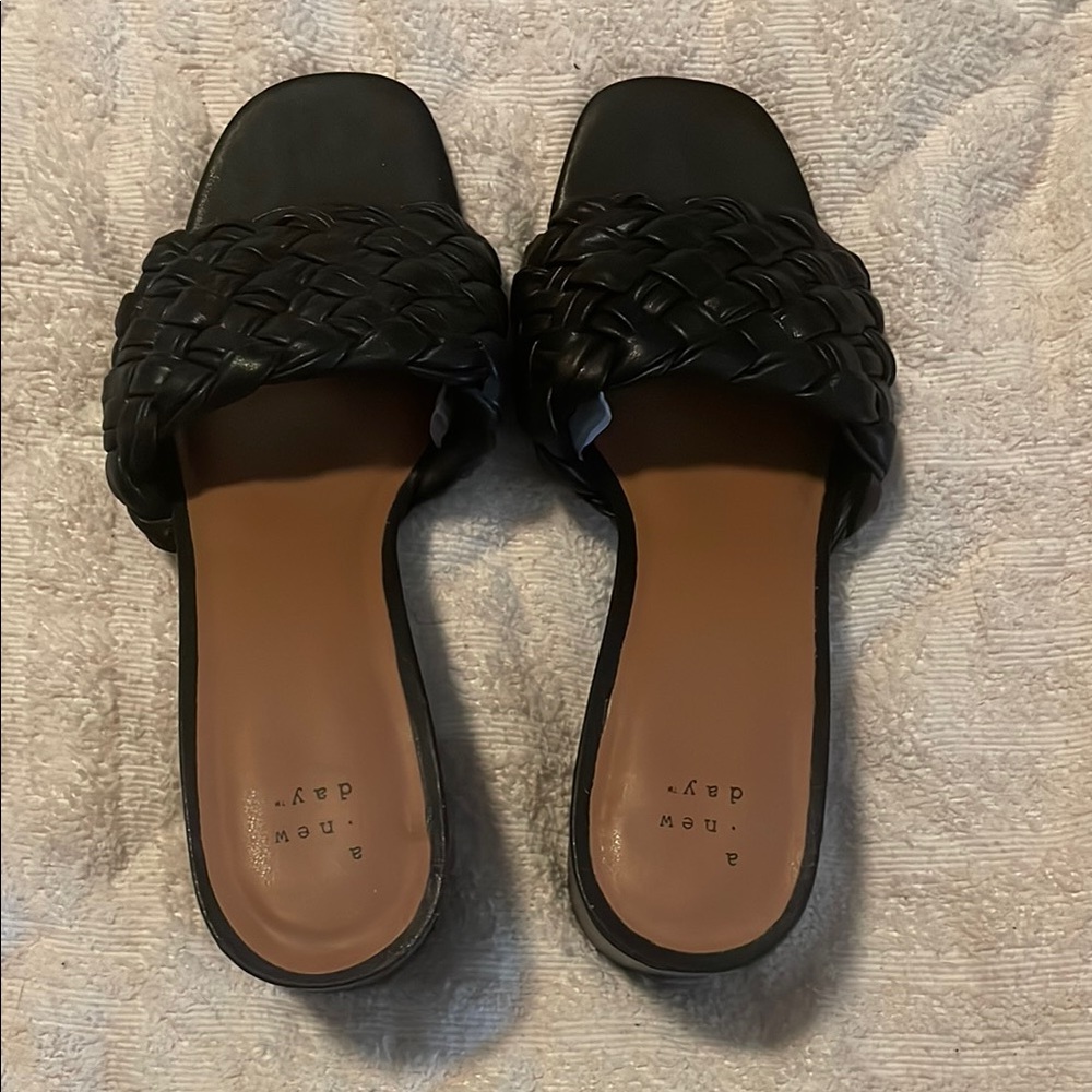a new day Black Braided Slide Sandals